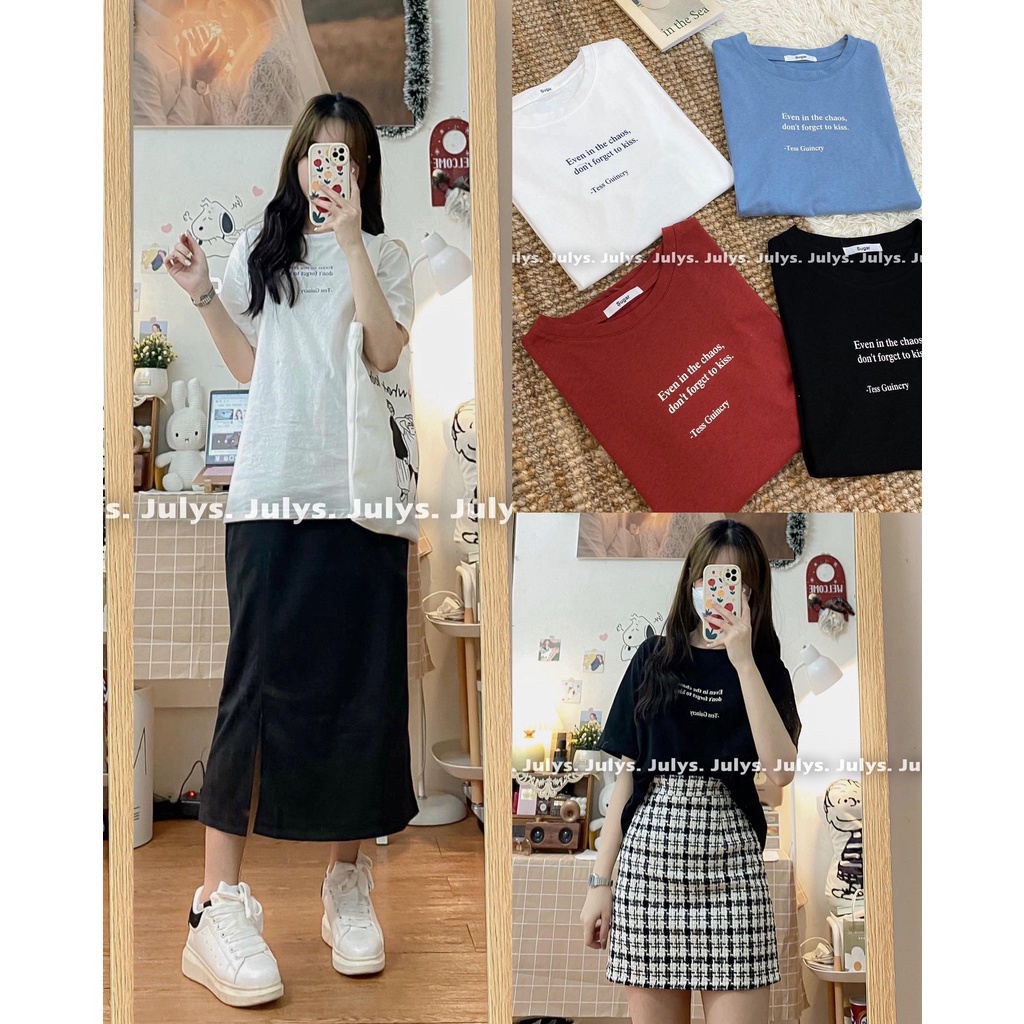 Áo phông Tess 4 màu thun cotton (ảnh thật Julys chụp kèm video)