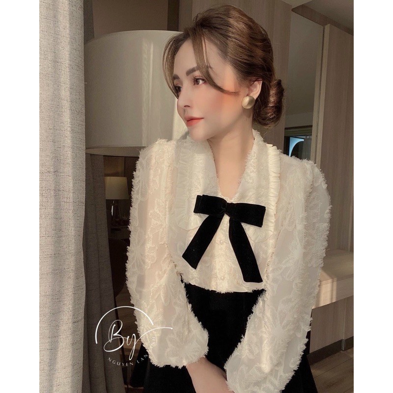 Áo sơ mi tơ bèo nơ ngực | BigBuy360 - bigbuy360.vn