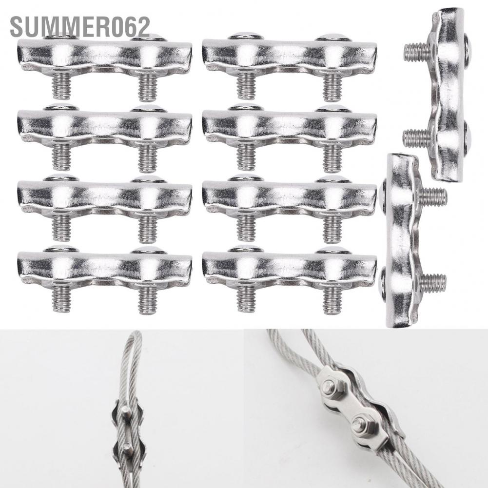 Summer062 10Pcs Cable Double Clamp Stainless Steel 2‑Post Wire Rope Clip Duplex