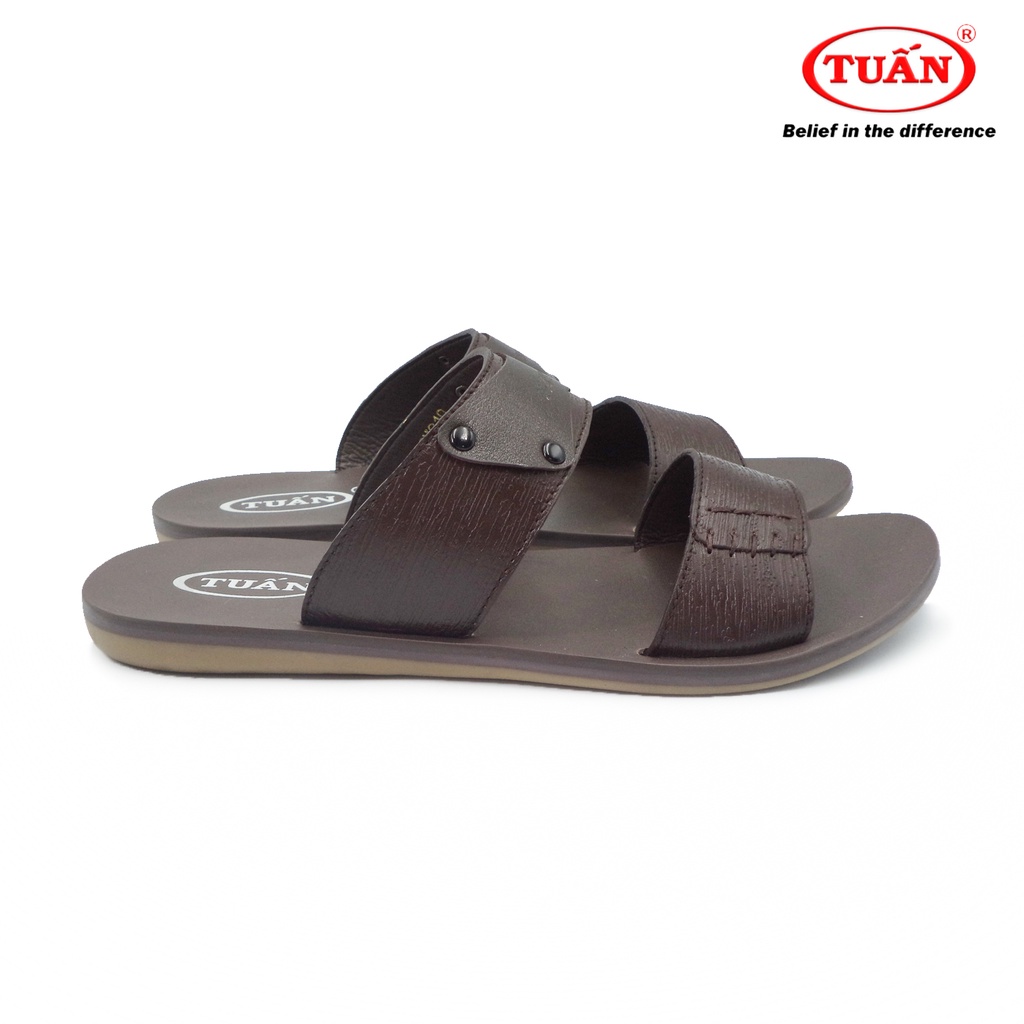 Dép nam da bò tự nhiên dép quai ngang thương hiệu Tuấn DXHU-20H