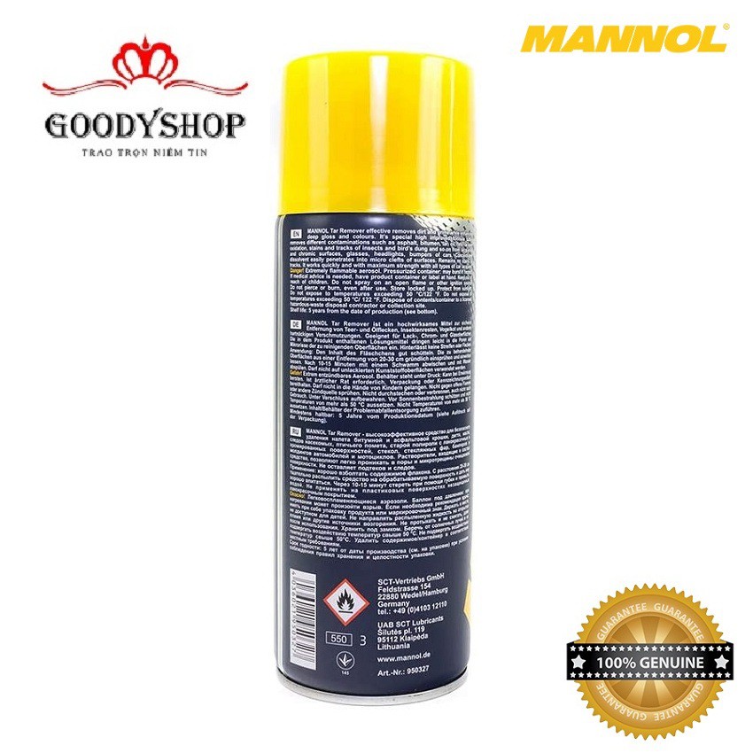 Dung Dịch Tẩy Vết Bẩn Nhựa Đường và Che Lấp Vết Rạn Nhỏ MANNOL Tar Remover 9668 – 450ML, Nhập khẩu Đức -GOODYSHOP