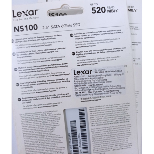 Ổ cứng SSD Lexar NS100 256GB (Đoc 520MB/s - Ghi 450MB/s) - Bảo hành 36T | BigBuy360 - bigbuy360.vn