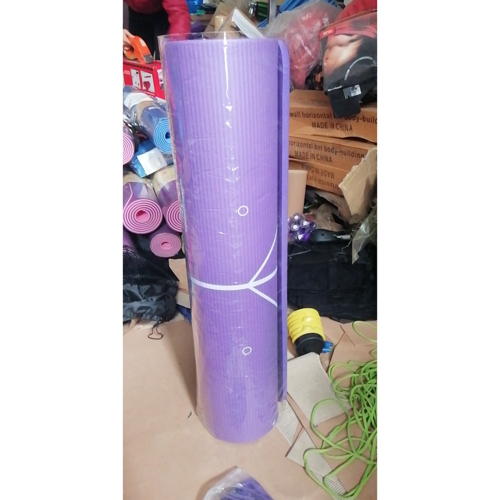 Thảm yoga TPE 15mm định tuyến (tặng túi+dây+bóng 25cm yoga)