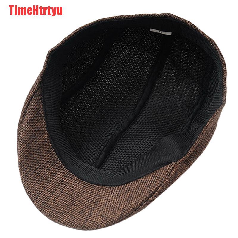 TimeHtrtyu Mens Vintage Herringbone Flat Cap Peaked Racing Hat Beret Country Golf Newsboy