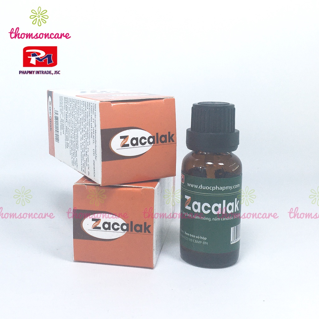 Kem bôi hắc lào, lang ben Zacalak hỗ trợ giảm nấm móng từ cồn povidone Iod và Miconazole lọ 10ml