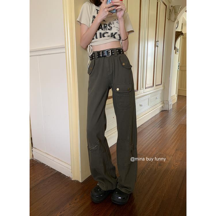 Quần Yếm Jean Ống Rộng Lưng Cao Thời Trang Mùa Hè Phong Cách Mỹ Cổ Điển Kiểu Mới Cho Nữ