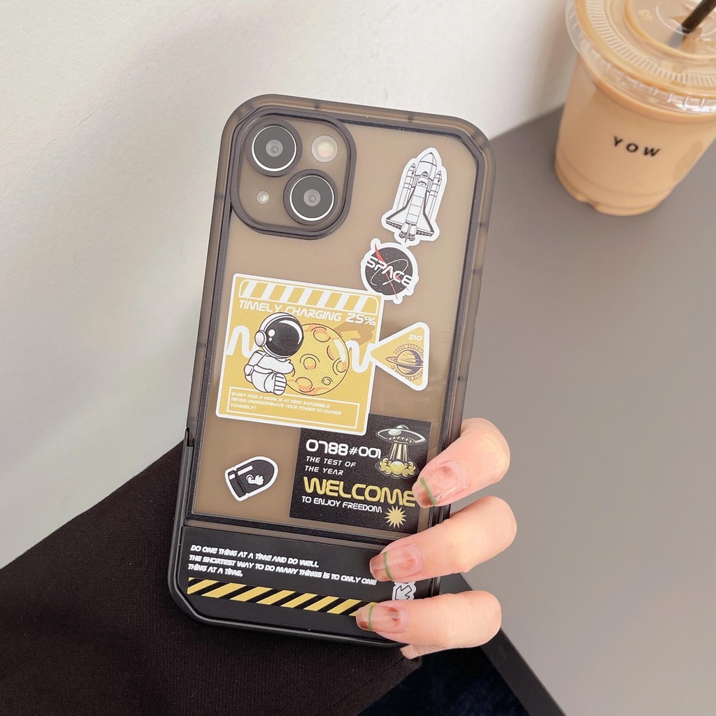 Ốp Điện Thoại Có Giá Đỡ Hình Phi Hành Gia/Mặt Trăng Dễ Thương Cho iphone 13 Pro Max i13 13pro 11ProMax i11 iX XS Max XR 7plus 8plus 12Pro 12 Pro Max