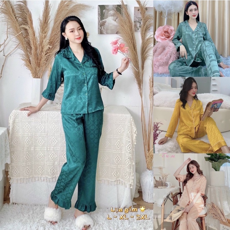 💎 Bộ Pijama LỤA GẤM Cao Cấp 💎 size XL - 2XL ( 54kg - 74kg ) có túi quần sâu