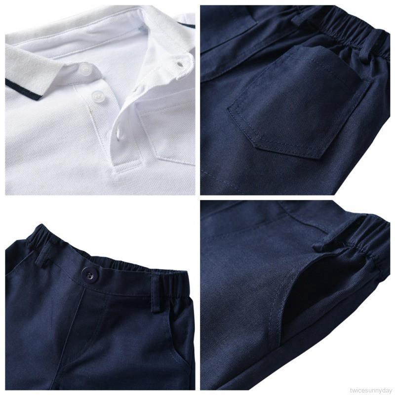 Bộ áo thun Polo tay ngắn cổ bẻ + Quần đùi đáng yêu cho bé trai