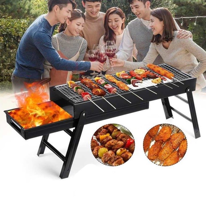 Bếp nướng than hoa loại dài, vuông, Bếp nướng ngoài trời cao cấp nhỏ gọn tiện ích, bếp nướng BBQ