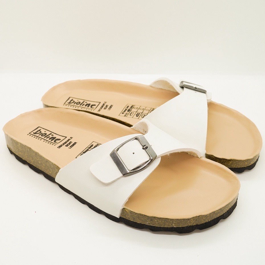 PUK08 - CHỐNG NƯỚC - Dép đế trấu Birken nam nữ Unisex, quai ngang, da PU cao cấp, dép công sở chính hãng Bioline