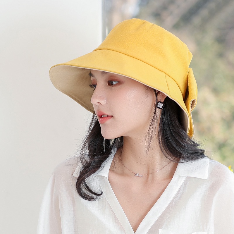 Nón Vành Chống Tia Uv Đính Nơ Phong Cách Hàn Quốc Cho Nữ