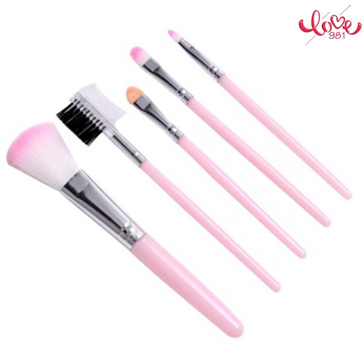 [Hàng mới về] Set 5 cọ trang điểm tông màu hồng đáng yêu nhỏ gọn dễ mang theo