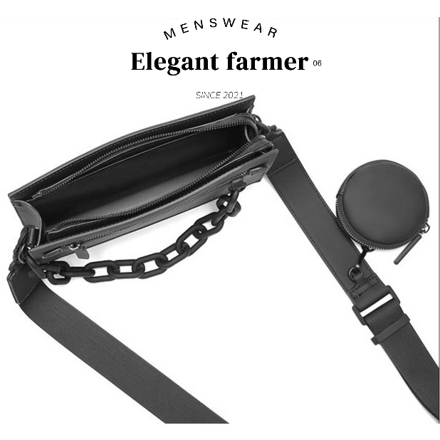 [MENSWEAR ELEGANT FARMER] Túi đeo chéo + card wallet TRÒN phong cách Hàn Quốc dành cho Nam &amp; Nữ 2023