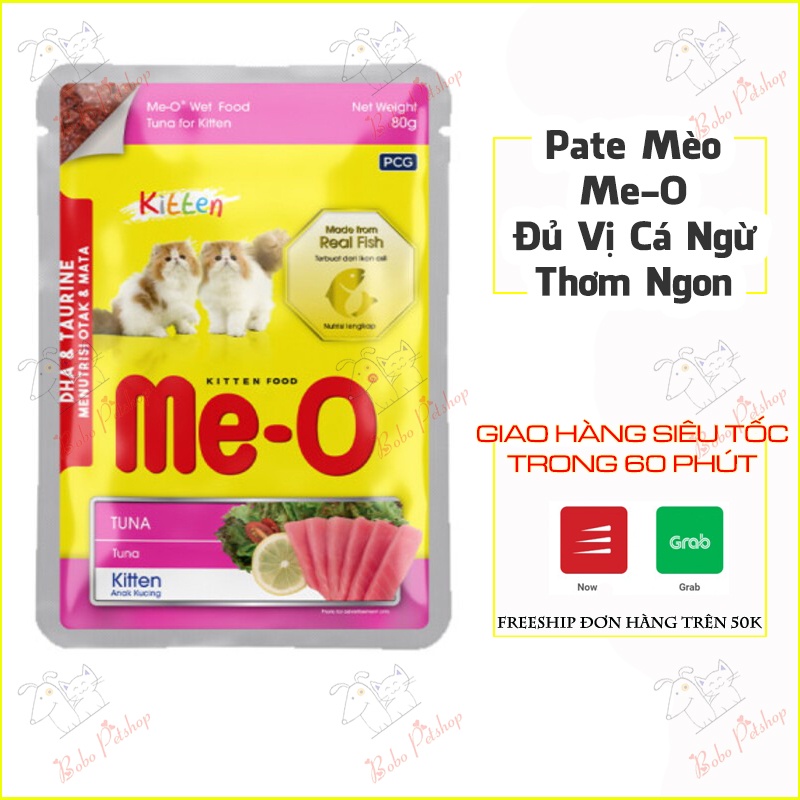 Pate Cho Mèo Me-O 80g Thức Ăn Ướt Cho Mèo 4 Vị Cá Ngừ Tươi Bổ Sung Dinh Dưỡng Và Khoáng Chất - Bobo Pet Shop Hà Nội