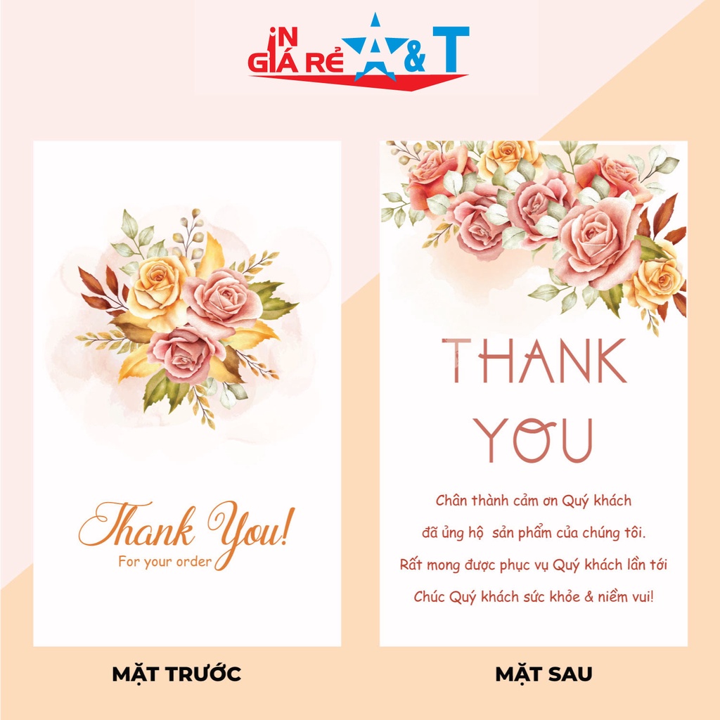 (GIÁ SIÊU RẺ) THIỆP CÁM ƠN -THIỆP Thank You- HOA CAM-100 CÁI