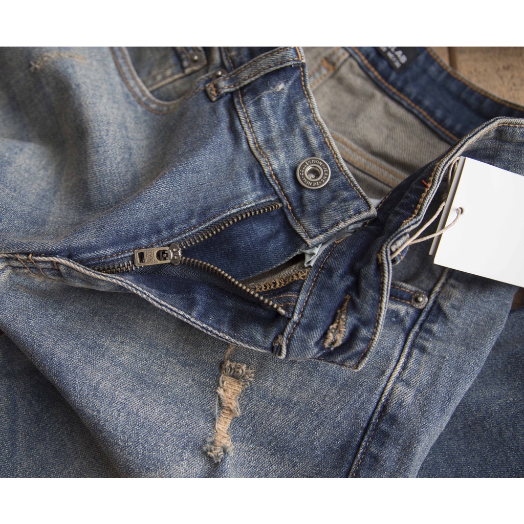 Quần jean nam, quần bò nam màu xanh bụi  bặm from slimfit cao cấp chất vải denim co dãn