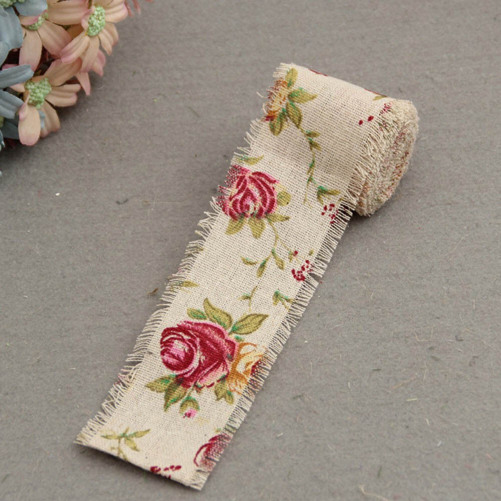 2m vải sợi đay in hoa vintage trang trí đám cưới