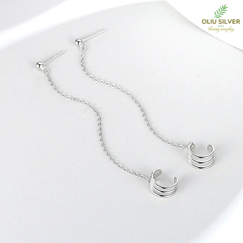 Bông Tai Bạc S925 Ear Cuff Kẹp Vành Triple Circle Trẻ Trung Cá Tính | Khuyên Tai Unisex Trang Sức Bạc Thời Trang
