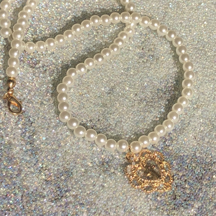 IF ME Dây chuyền đính hạt ngọc trai trang trí mặt hình trái tim dành cho nữ