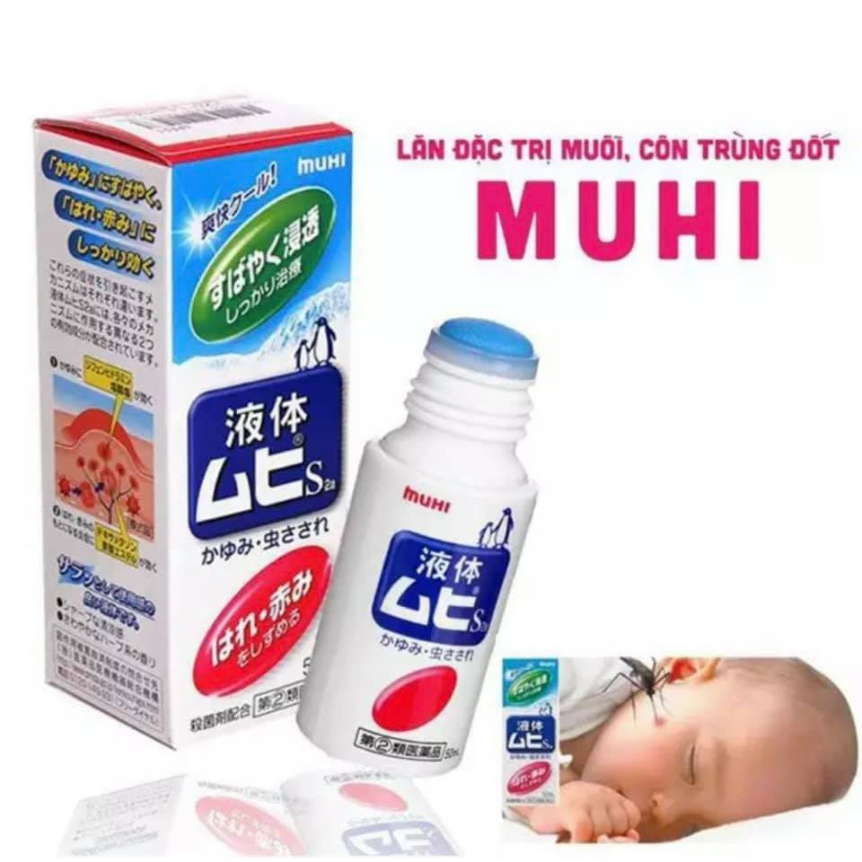 Lăn bôi vết muỗi và côn trùng cắn Muhi Nhật - 50ml (6m+)