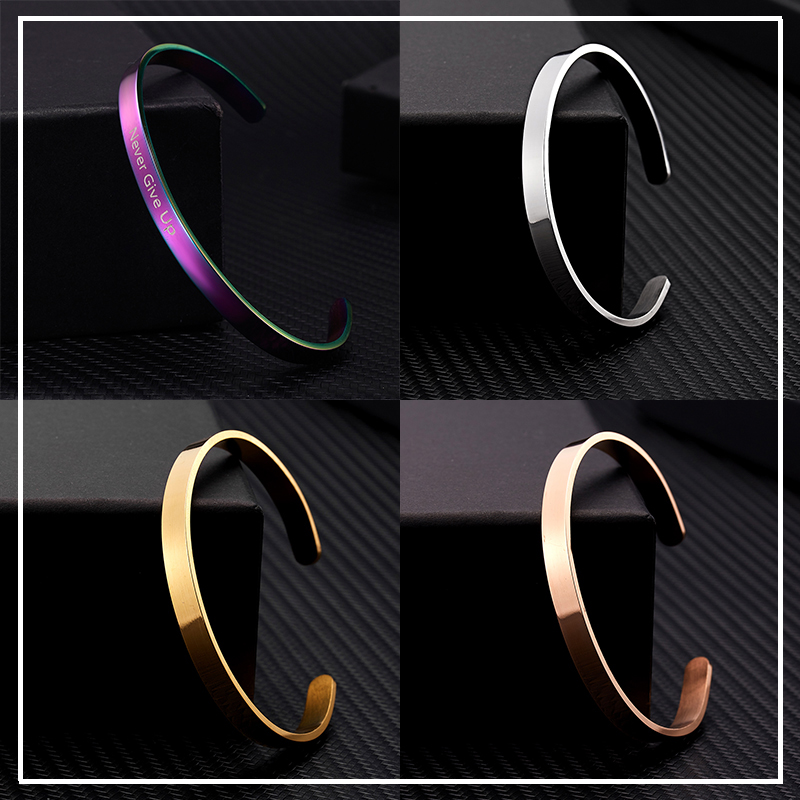 Vòng đeo tay RINHOO FRIENDSHIP khắc chữ bằng thép không gỉ diy thời trang dành cho nam và nữ