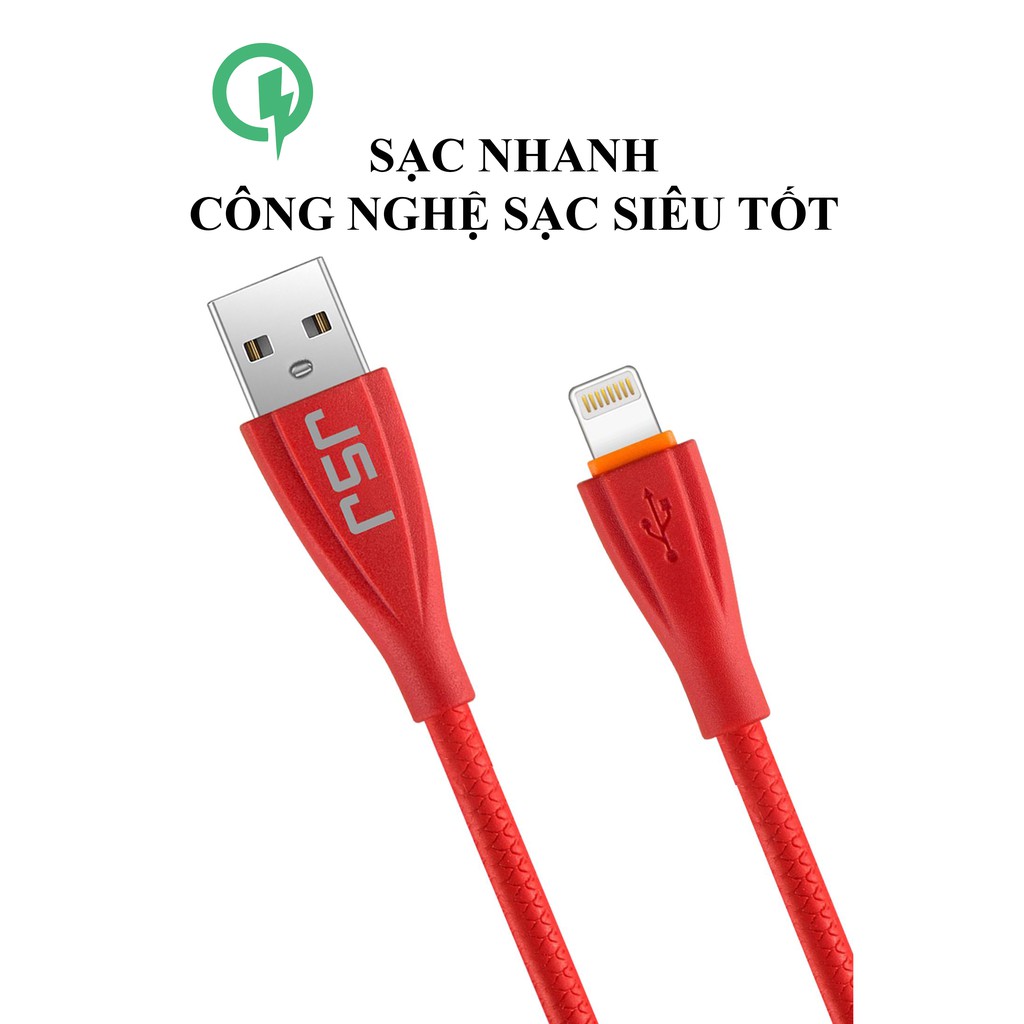 Cáp sạc nhanh Lightning 2.0A JSJ USB-232B dài 1m sử dụng chất liệu vải dù , ứng dụng công nghệ sac mới nhất