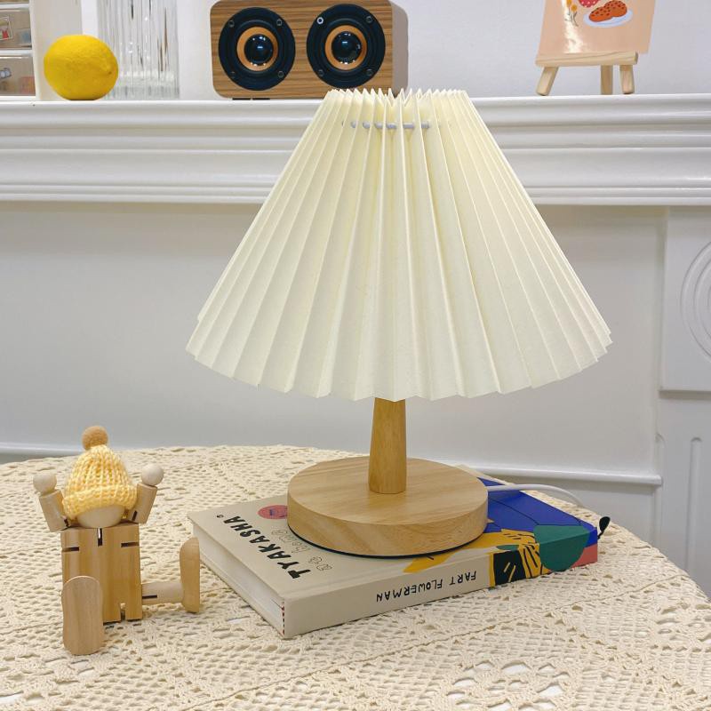 Đèn Ngủ Để Bàn Thân Gỗ BELLEVIE Đèn Bóng Led Phong Cách Vintage DN1
