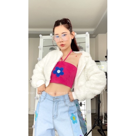 ÁO KHOÁT CROP LÔNG (ẢNH THẬT)