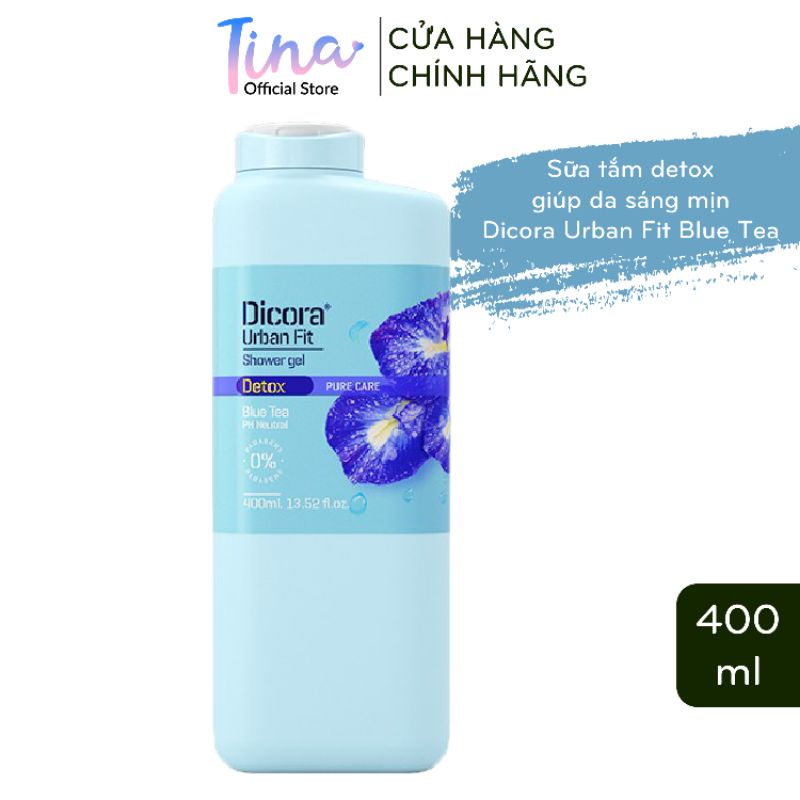 Sữa Tắm Dicora Urban Fit Detox Pure Care Blue Tea Hoa Đậu Biếc Giúp Da Sáng Mịn 400ml - TN076