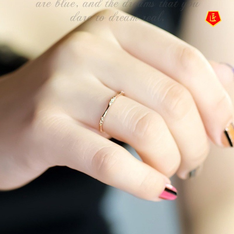 (Hàng Có Sẵn) Nhẫn Mạ Vàng 14k Đính Đá Đơn Giản