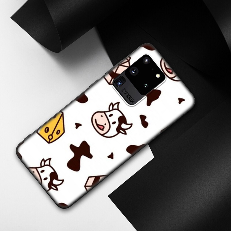 Samsung Galaxy S10 S9 S8 Plus S6 S7 Edge S10+ S9+ S8+ Casing Soft Case 64SF milk cow Print mobile phone case