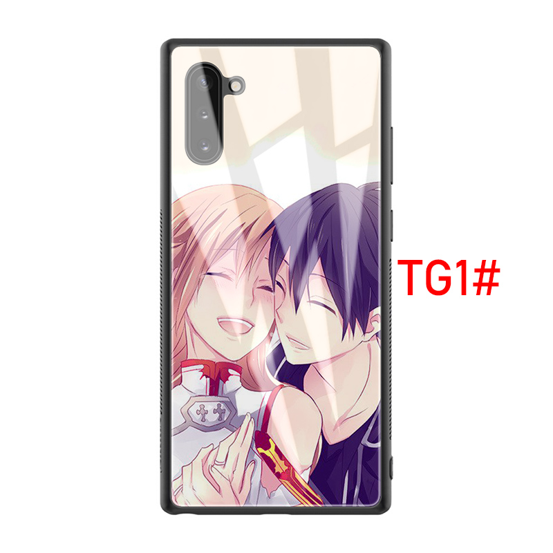 Ốp Lưng Kính Cường Lực In Hình Sword Art Online Nhật Bản Cho Samsung Note 8 9 10 S7 Edge S8 S9 S10 S20 Ultra Lite Plus