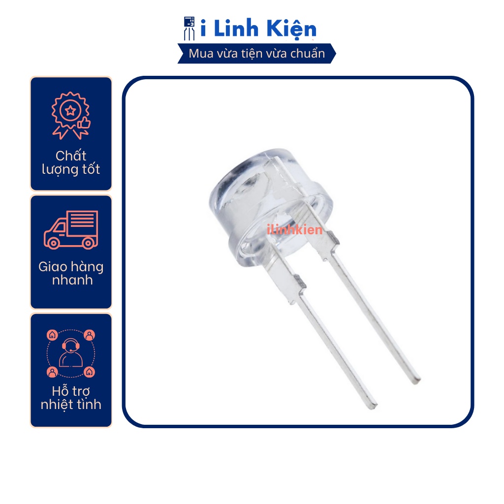 LED F8 8mm trắng/thân đỏ siêu sáng chân 29mm