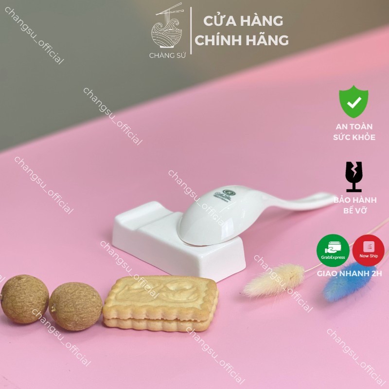 Bộ thìa sứ trắng cute dễ thương 6 muỗng ăn cơm cao cấp sứ Minh Châu - Vỡ 1 đổi 1