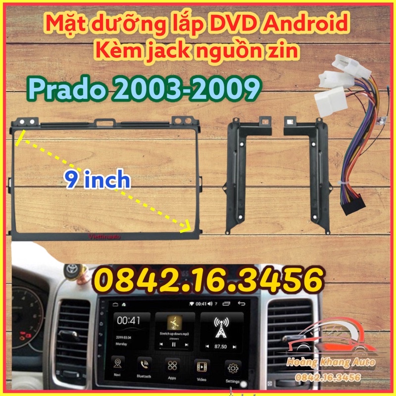 Mặt dưỡng Toyota Prado 2003 - 2009 (9 inch) kèm jack nguồn zin