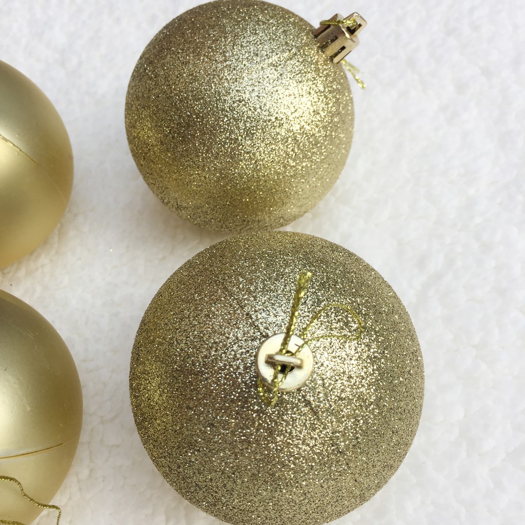 Hộp 6 quả châu 6cm treo cây thông trang trí Noel , trang trí vòng nguyệt quế giáng sinh  (màu vàng)