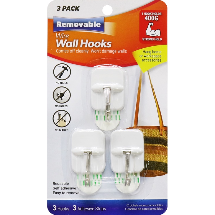 Móc Treo Tường Có Thể Tháo 3 Cái/Bộ Uncle Bills HY0342