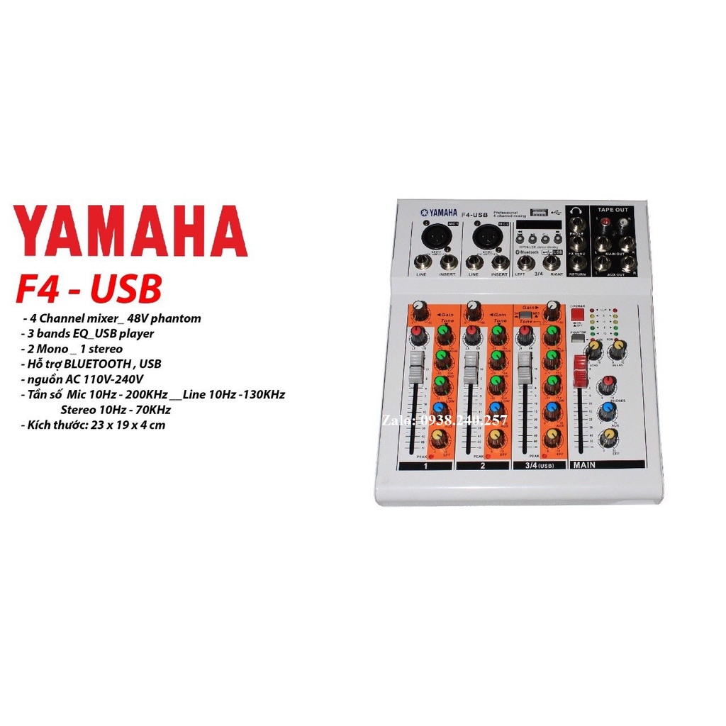 Mixer yamaha F4 có kết nối usb và bluetooth