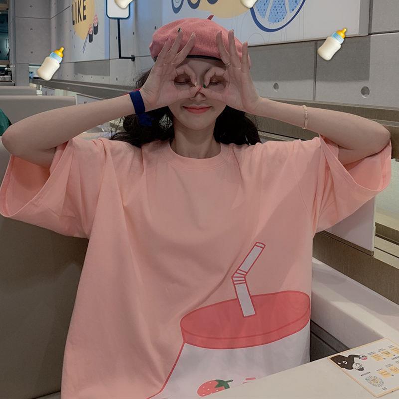 Áo Thun Tay Ngắn Dáng Rộng Phong Cách Harajuku Hàn Quốc Thời Trang Mùa Hè Cho Nữ