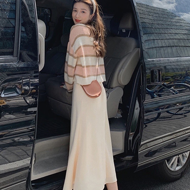Áo cardigan Dệt Kim Kẻ Sọc Tay Dài Phong Cách Hàn Quốc Thời Trang Mùa Hè Cho Nữ