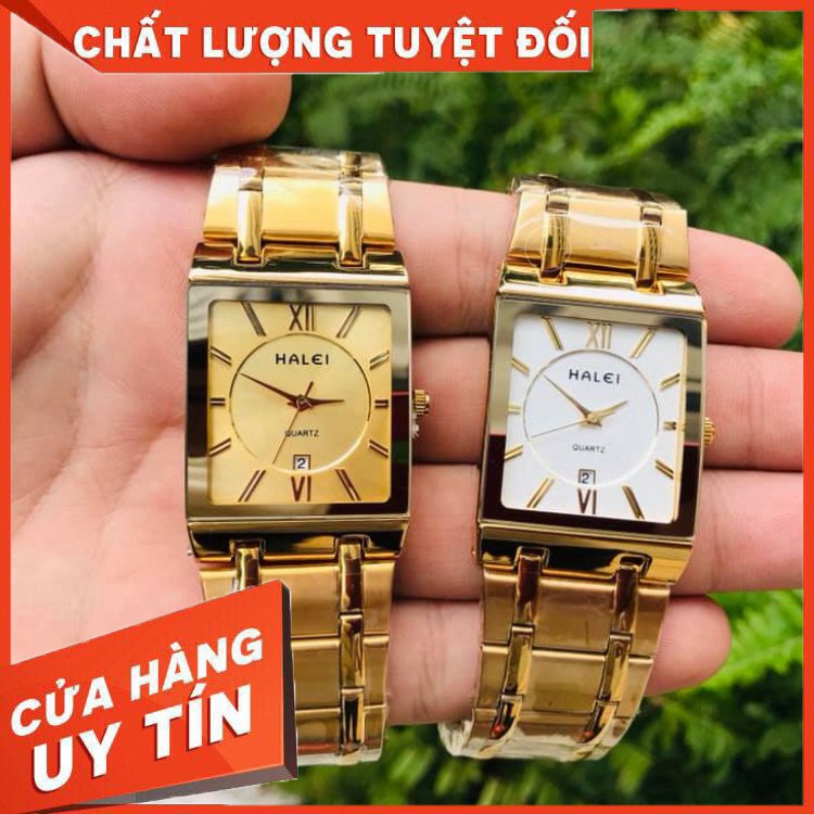 HÀNG NHẬP KHẨU -  Đồng Hồ Nam Nữ HALEI H2 Khung Thép Cao Cấp Mặt Vuông Lịch Lãm  Sang Trọng Chống Nước Chống Xước Hiệu Q