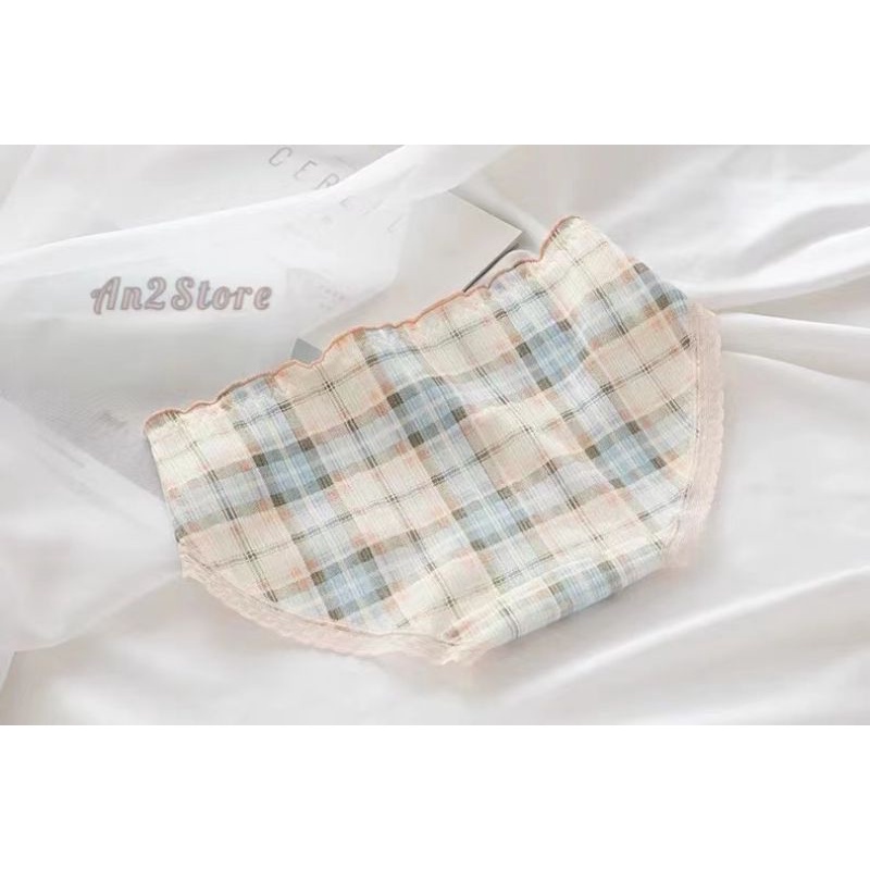 Quần Lót Nữ Cotton 💯 Quần lót nữ siêu thoáng hoạ tiết kẻ caro đơn giản siêu xinh QL04
