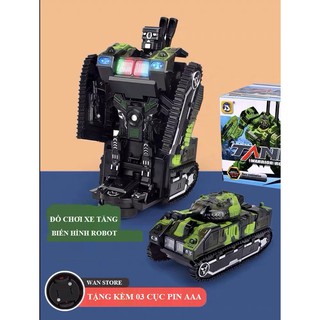 Đồ chơi xe tăng biến hình robot Warrior có nhạc và đèn nhấp nháy - Tặng kèm 3 cục Pin AAA