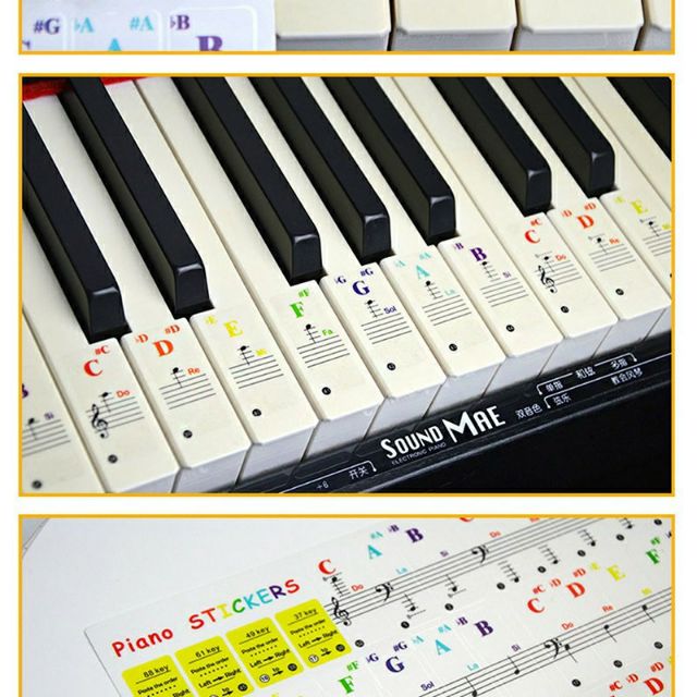 Sticker âm nhạc màu sắc dán Piano, Organ, Keyboard