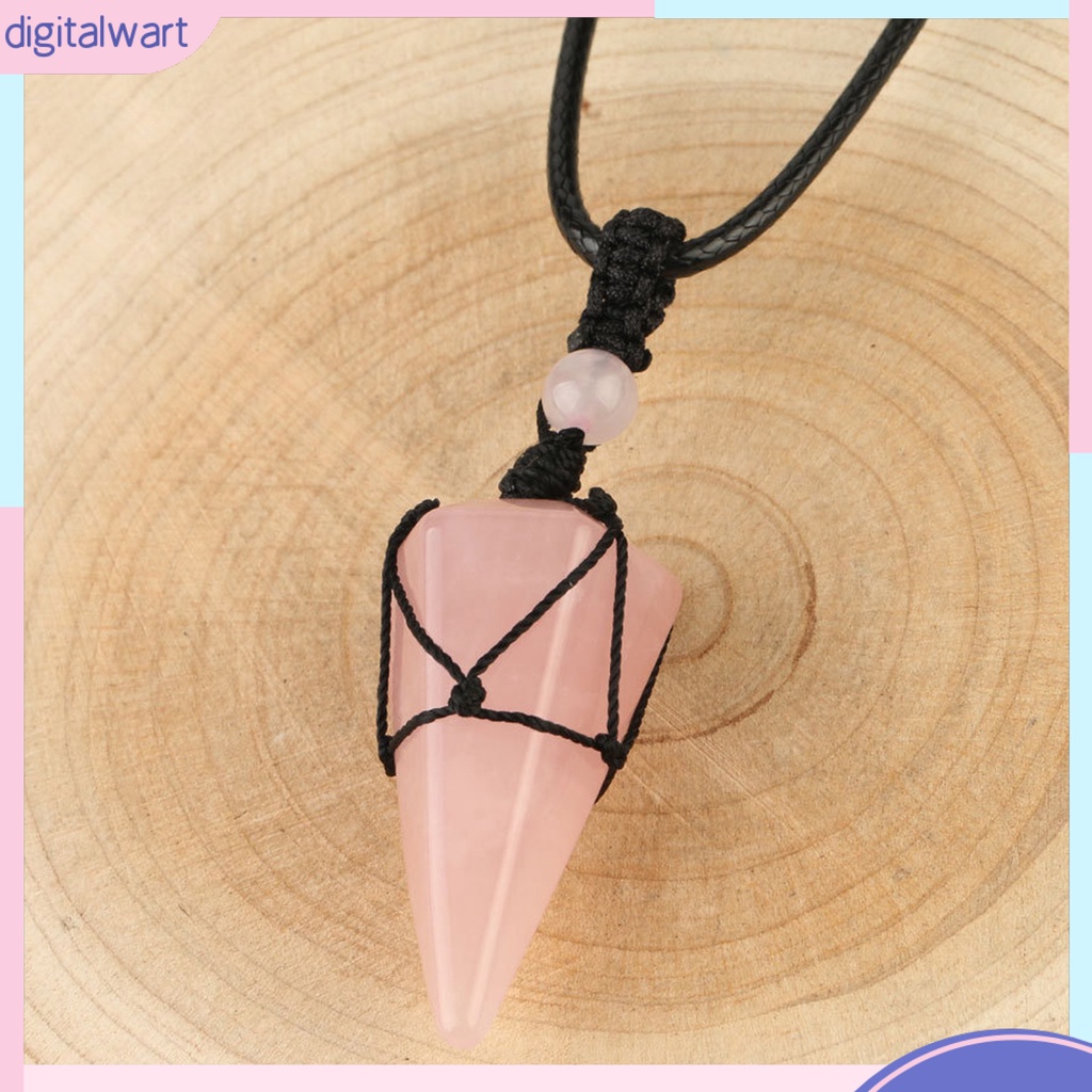 Dây Chuyền Sợi Dệt Tay Màu Đen Mặt Đá Pha Lê Lục Giác Thời Trang Cho Nam Và Nữ