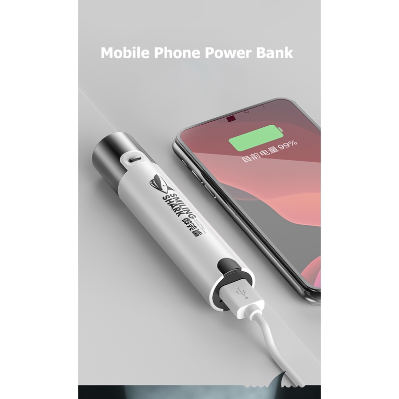 Đèn pin LED mini SMILING SHARK SD1006 ánh sáng mạnh sạc USB tiện lợi khi du lịch ngoài trời