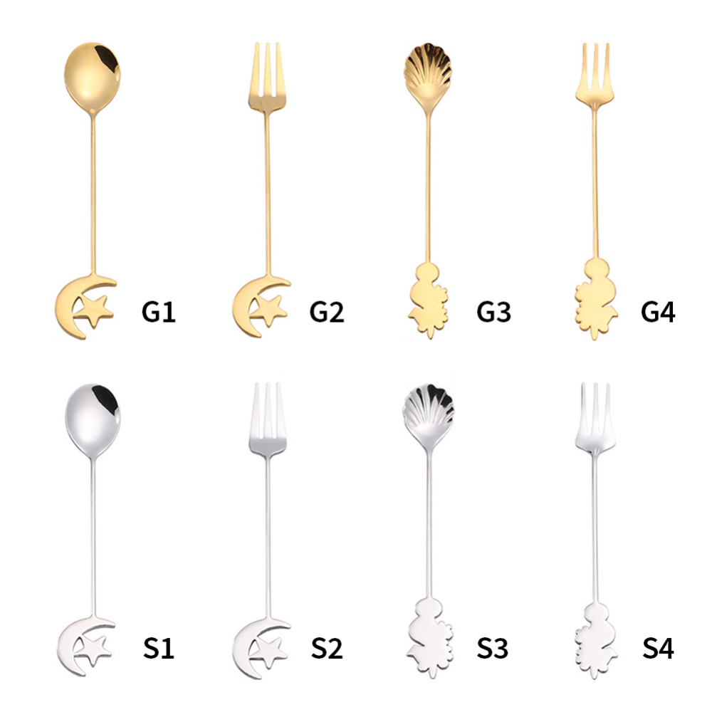 G & S Bộ Muỗng Nĩa Inox 304 Hình Cá Ngựa Có Vỏ Sò Sáng Tạo Dùng Ăn Uống