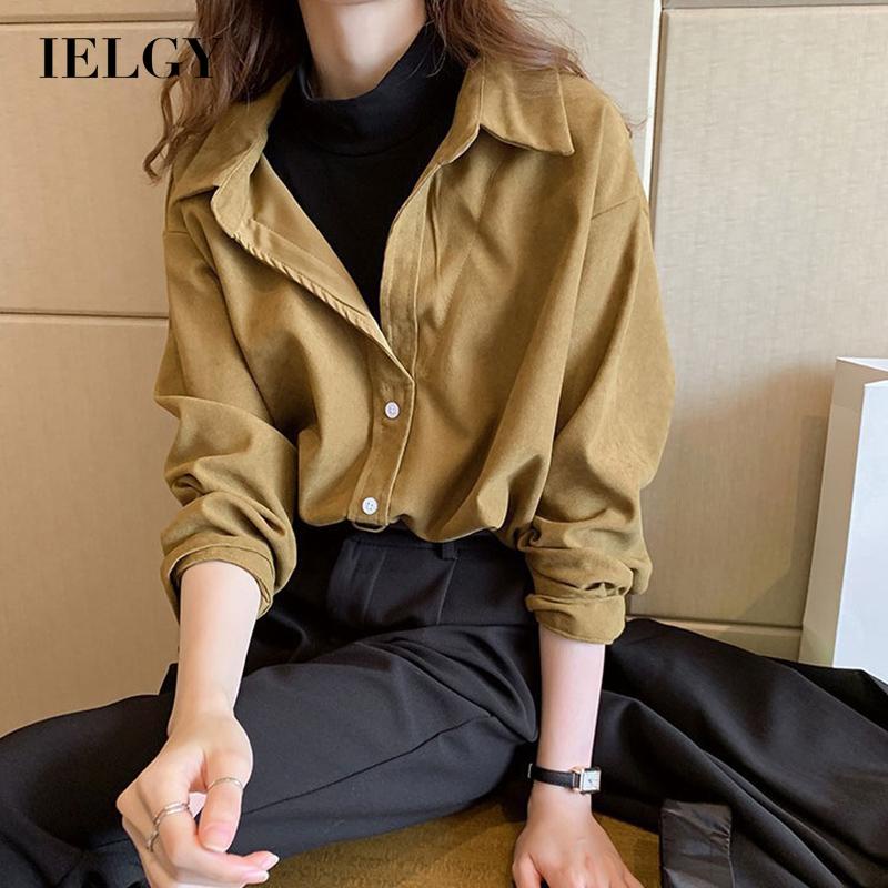 IELGY Áo sơ mi dài tay nhiều lớp thời trang dành cho nữ