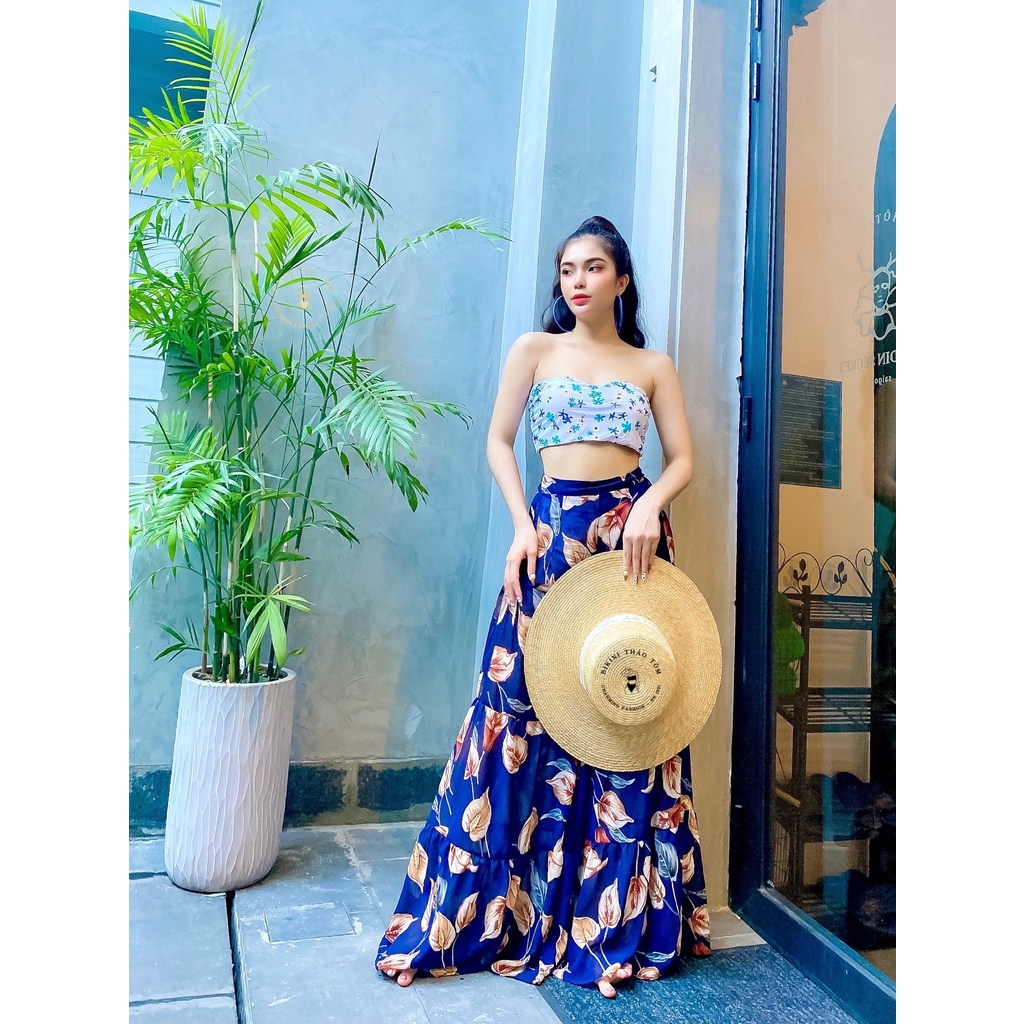 Chân váy bikini mặc ngoài siêu sang sexy hoa cao cấp, áo choàng đi biển gợi cảm BN113